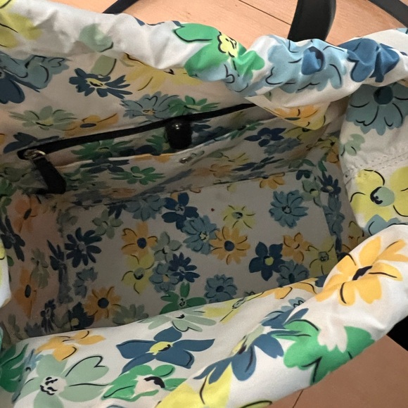 Kate Spade NWOT Spring Summer Wicker Rattan Purse Tote with Floral Cotton Liner - Picture 5 of 9